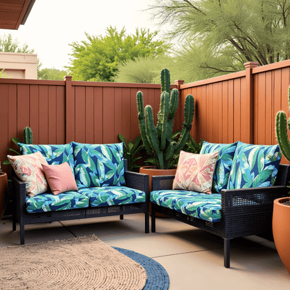 Navy Green Banana Leaf Outdoor Slip Covers, Compatible with IKEA Duvholmen