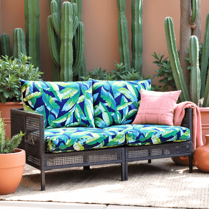 Navy Green Banana Leaf Outdoor Slip Covers, Compatible with IKEA Duvholmen Kuddarna