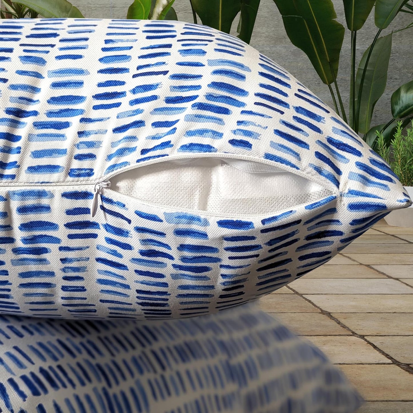Blue Rain Outdoor Slipcover Set – 4 Pack (2 Duvholmen Pillow Covers + 2 Duvholmen Seat Covers)