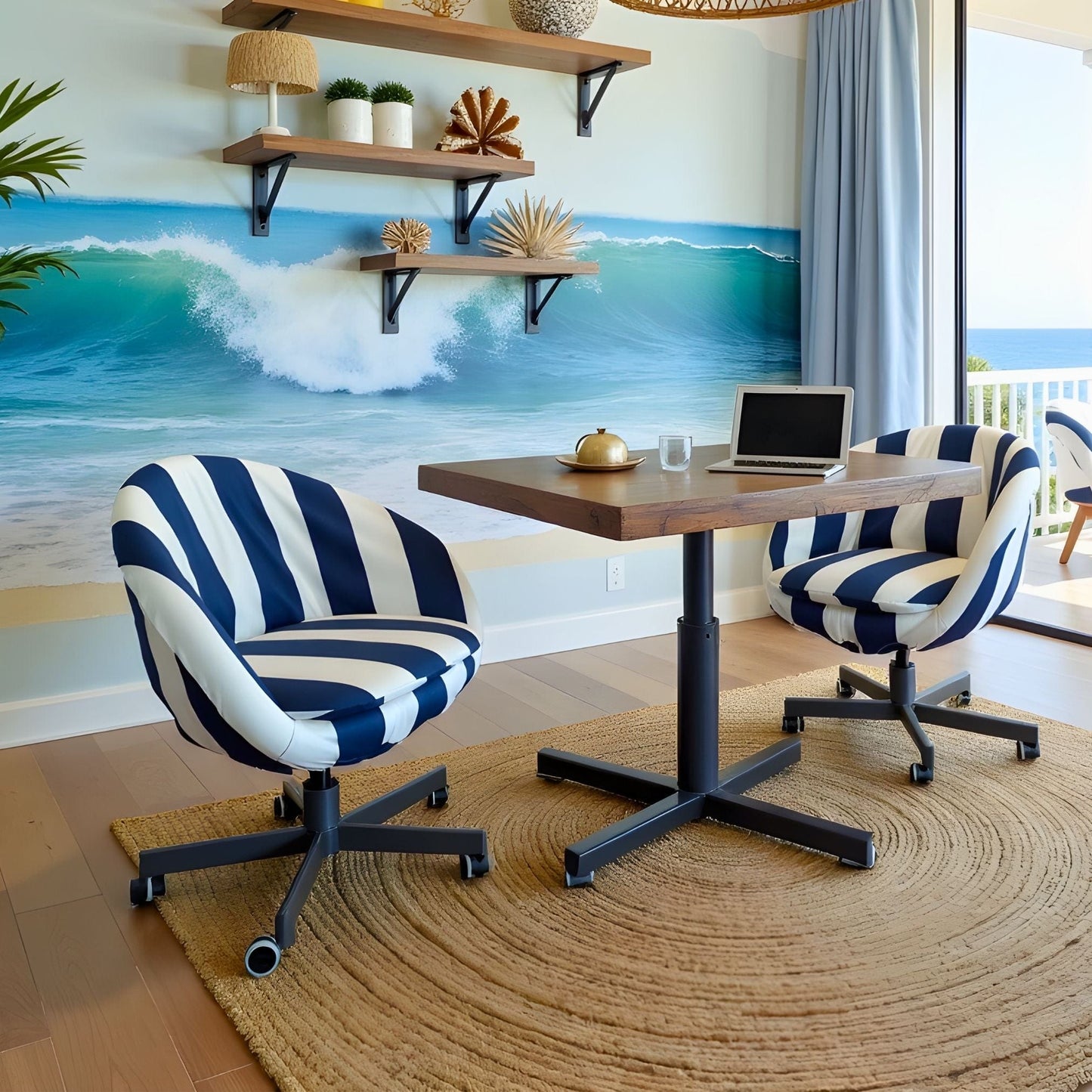 Navy Blue and White Stripe Slipcover – Compatible with IKEA Skruvsta Chair