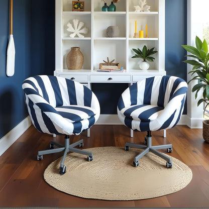 Navy Blue and White Stripe Slipcover – Compatible with IKEA Skruvsta Chair