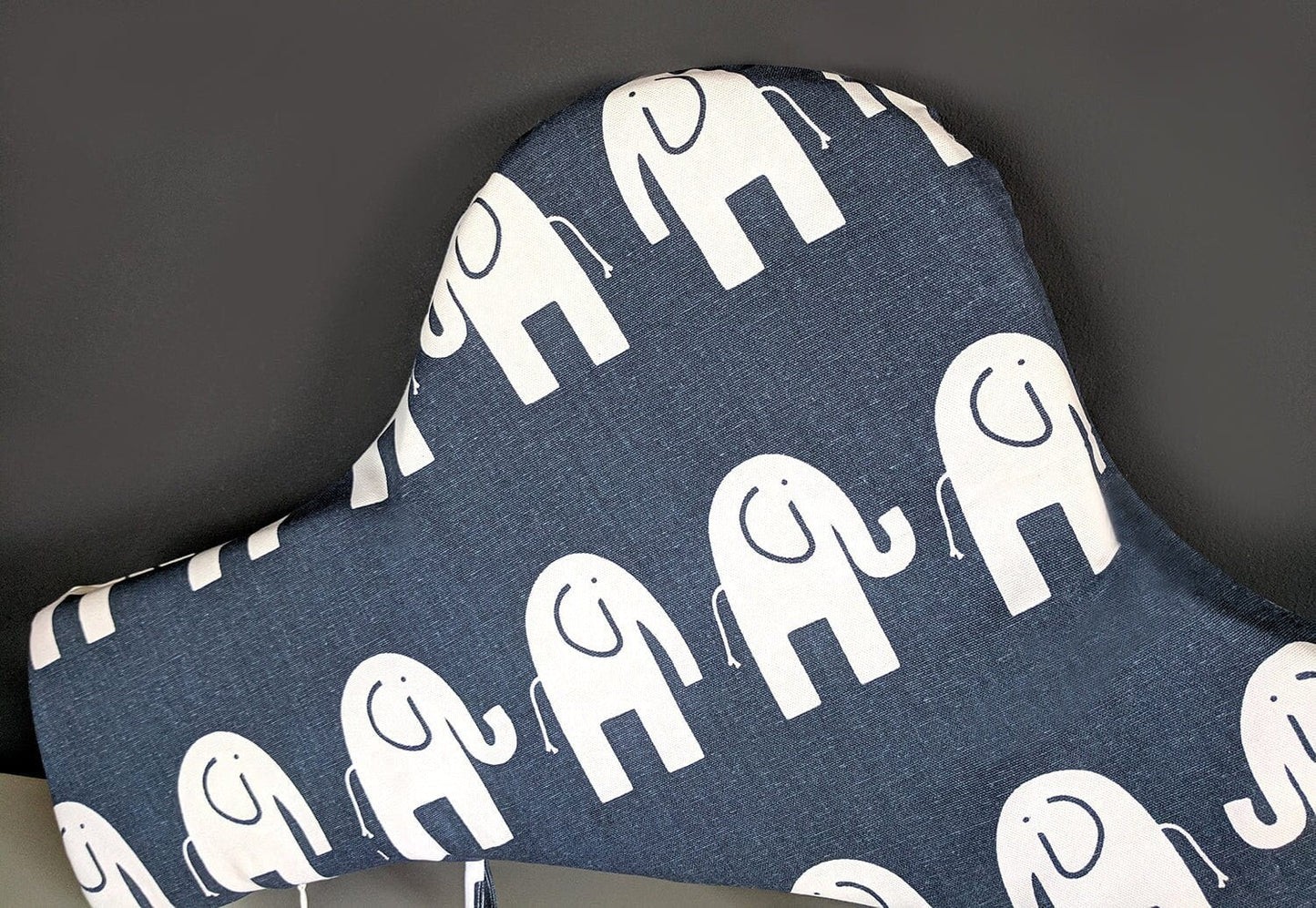 Highchair Cushion Cover for IKEA Klammig & Pyttig | Navy Blue Elephant Print | Rockin Cushions