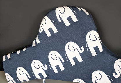 Highchair Cushion Cover for IKEA Klammig & Pyttig | Navy Blue Elephant Print | Rockin Cushions