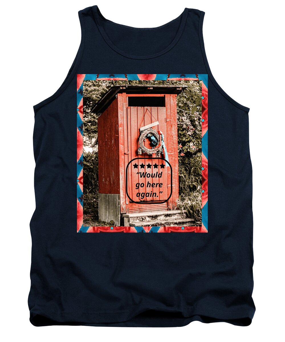 5 Star Rated Rustic Outhouse with Wreath - Tank Top