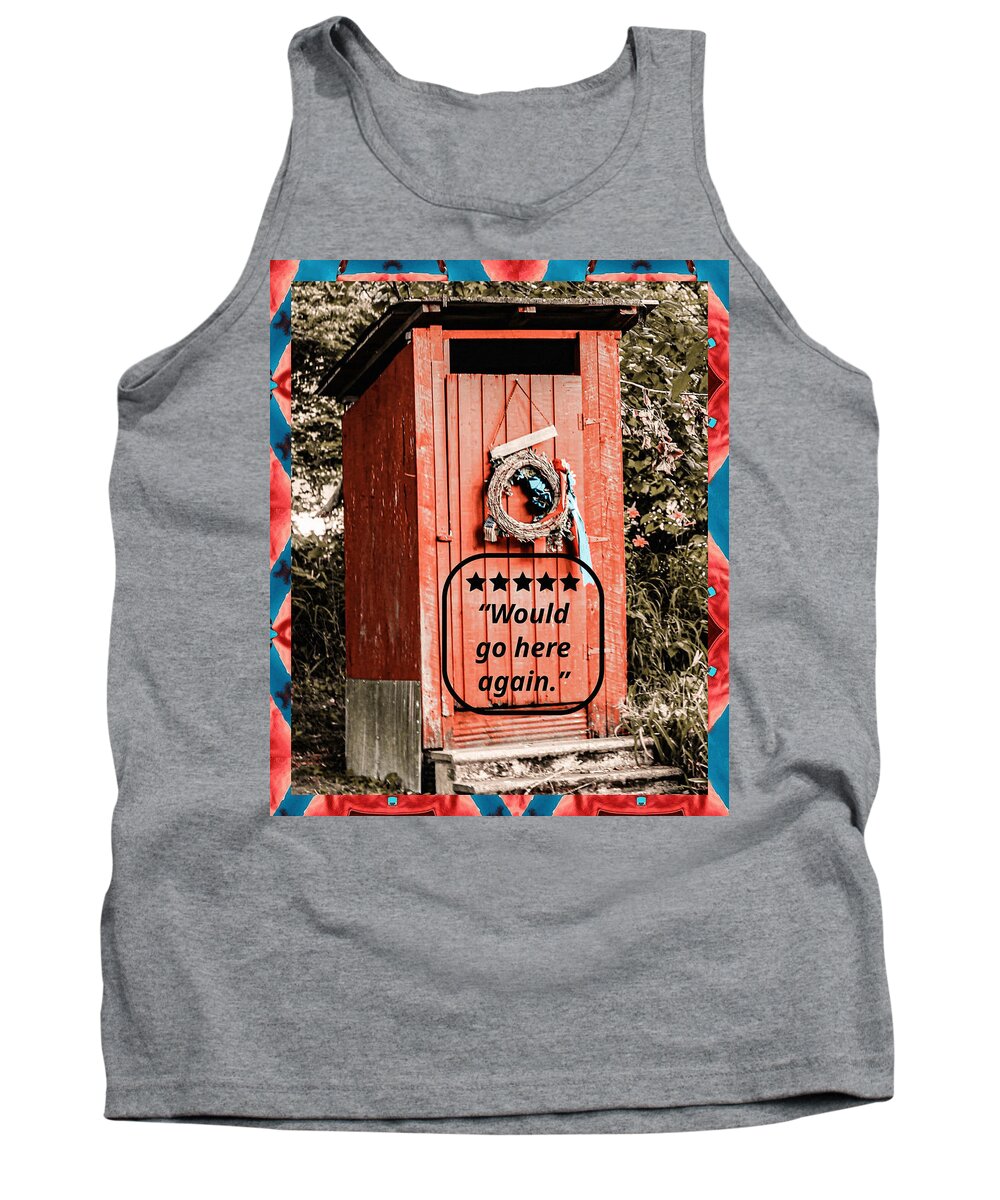 5 Star Rated Rustic Outhouse with Wreath - Tank Top