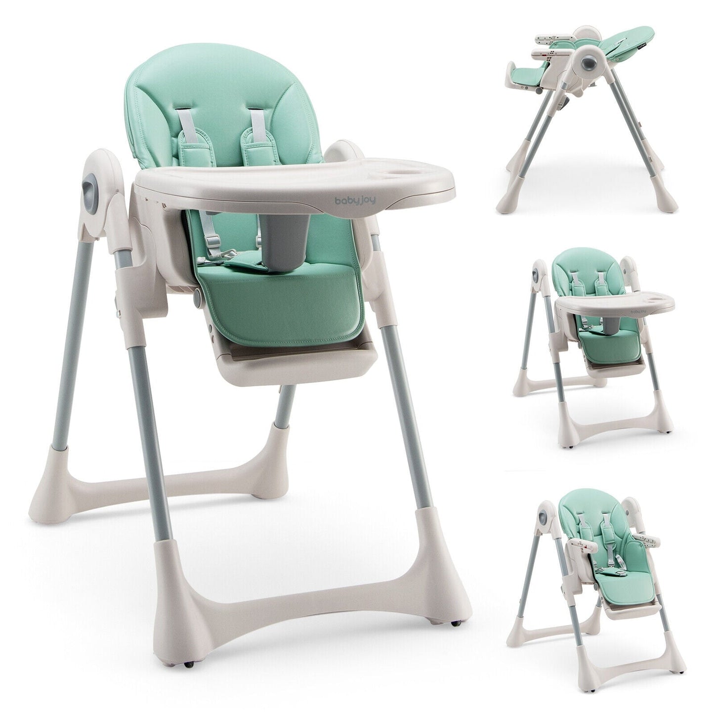 Baby Folding High Chair Dining Chair with Adjustable Height and Footrest