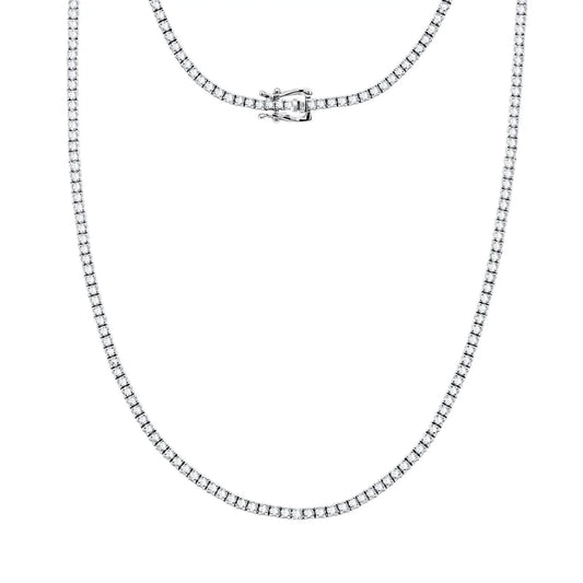 Ct Round Certified Lab Grown Diamond 14K Solid Gold Women’s Tennis Necklace (18")