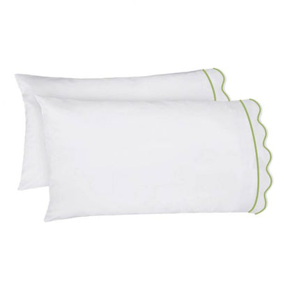 400TC Cotton Scallop Embroidery & Border Sateen Solid Sheet Set