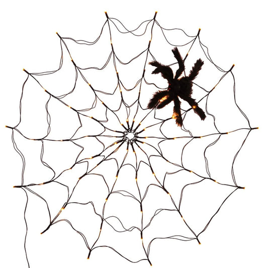 Spider Web Light with Hairy Spider 70LED Battery Powered Remote Control 8 Lighting Modes