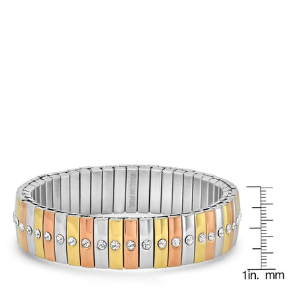 Steel by Design Stainless Tri-Color Stretch Bracelet
