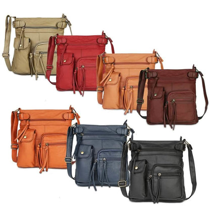 Super Soft Genuine Leather Top Belt Accent Crossbody Bag