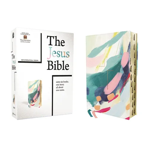 The Jesus Bible Artist Edition, Niv, Leathersoft, Multi-Color/Teal, Thumb Indexed, Comfort Print - Imitation Leather