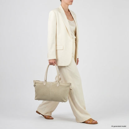 Italian Genuine Suede & Full-Grain Leather Tote Bag | Bologna