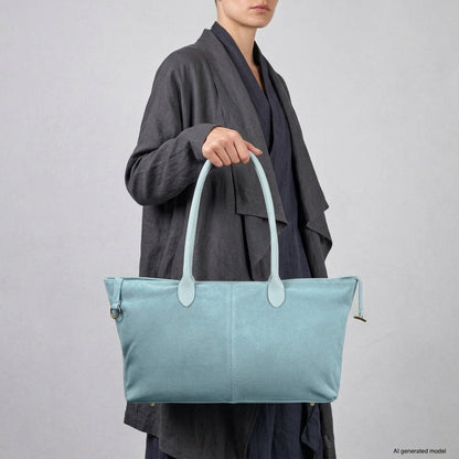 Italian Genuine Suede & Full-Grain Leather Tote Bag | Bologna