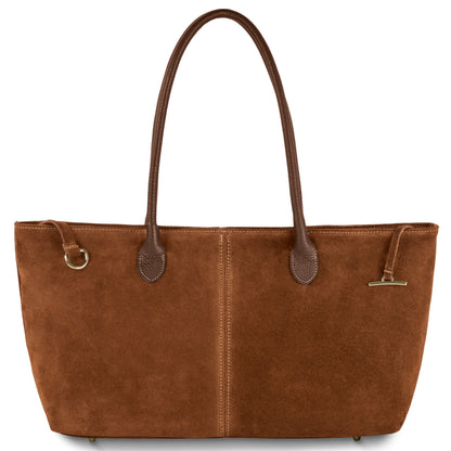 Italian Genuine Suede & Full-Grain Leather Tote Bag | Bologna