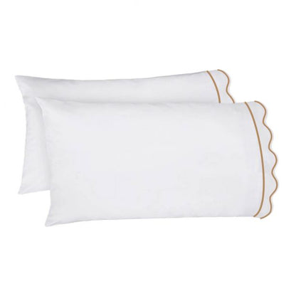 400TC Cotton Scallop Embroidery & Border Sateen Solid Sheet Set