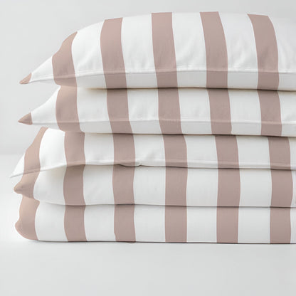 400TC Stripe Border Frame Cotton Sateen Duvet Cover Set