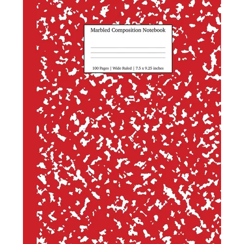 Marbled Composition Notebook: Red Marble Wide Ruled Paper Subject Book - Paperback