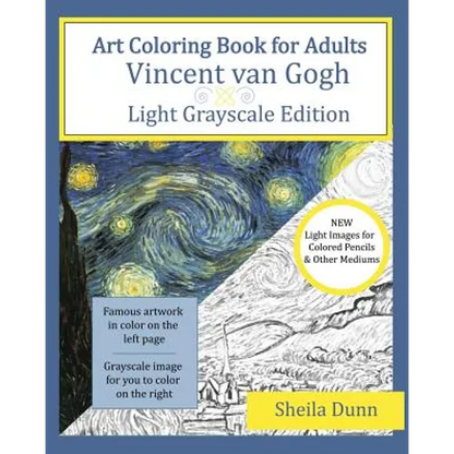 Art Coloring Book for Adults: Vincent van Gogh: Light Grayscale Edition - Paperback