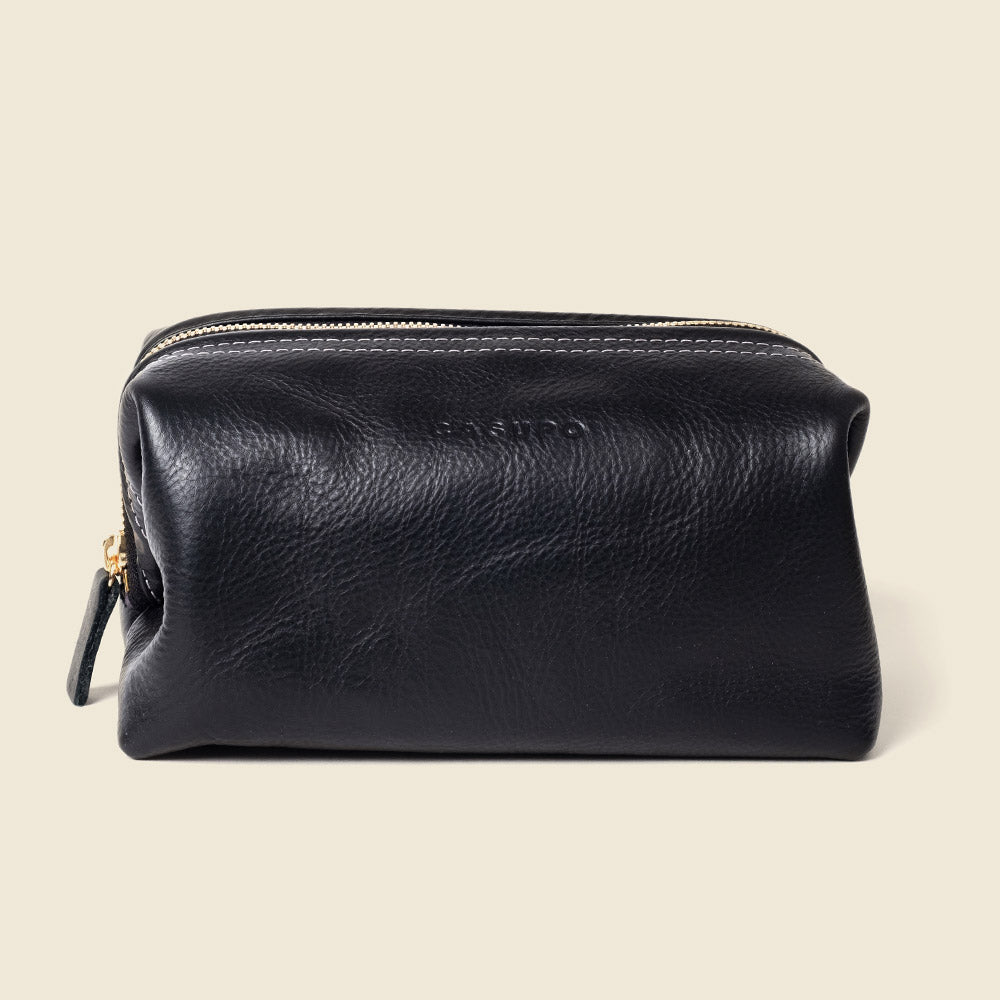 Leather Toiletry Bag - Black