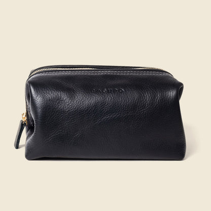 Leather Toiletry Bag - Black