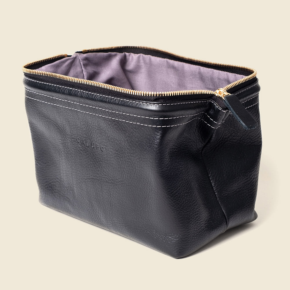 Leather Toiletry Bag - Black