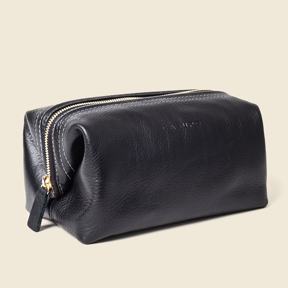 Leather Toiletry Bag - Black