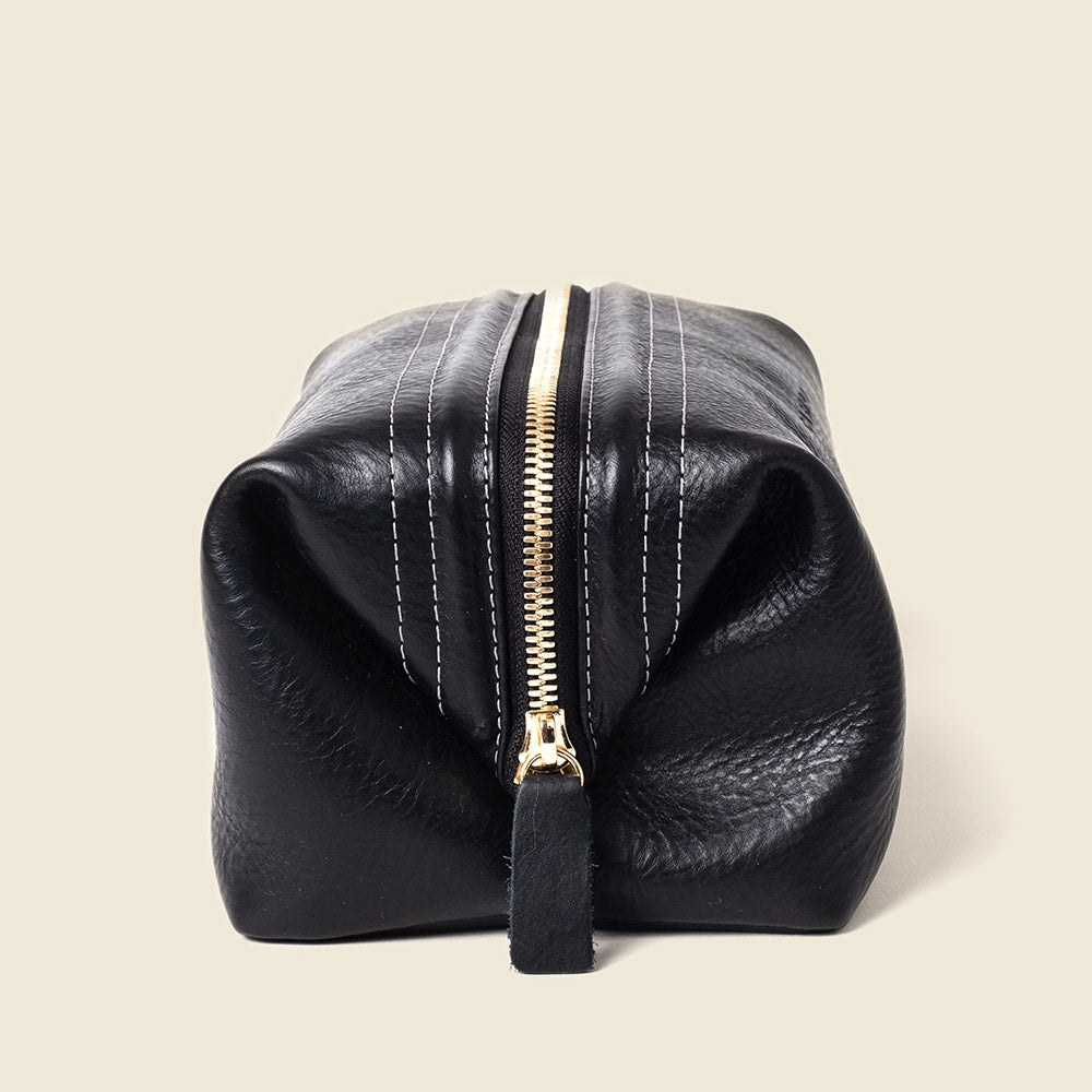 Leather Toiletry Bag - Black