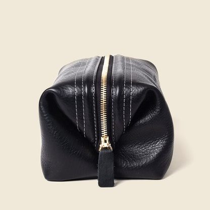 Leather Toiletry Bag - Black