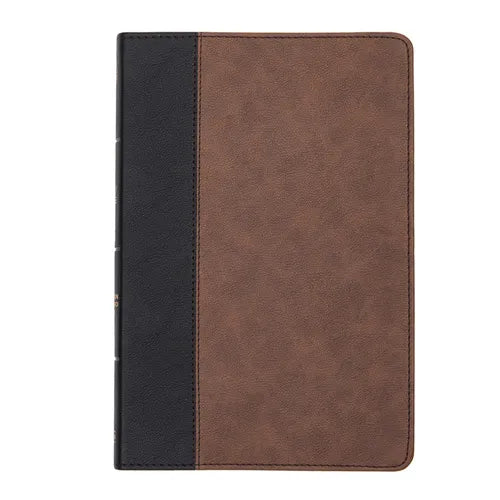 CSB Large Print Thinline Bible, Black/Brown Leathertouch - Imitation Leather
