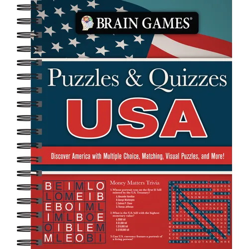 Brain Games - Puzzles and Quizzes: USA: Discover America with Multiple Choice, Matching, Visual Puzzles, and More! - Spiral