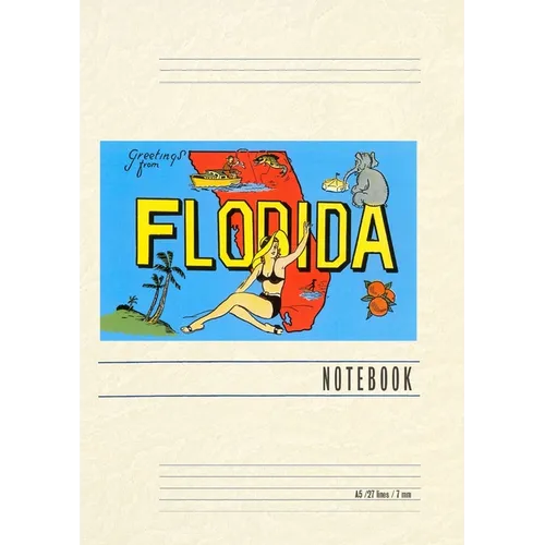 Vintage Lined Notebook Greetings from Florida, Map - Paperback