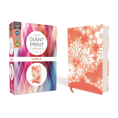 Niv, Giant Print Compact Bible for Girls, Leathersoft, Coral, Red Letter Edition, Comfort Print - Imitation Leather