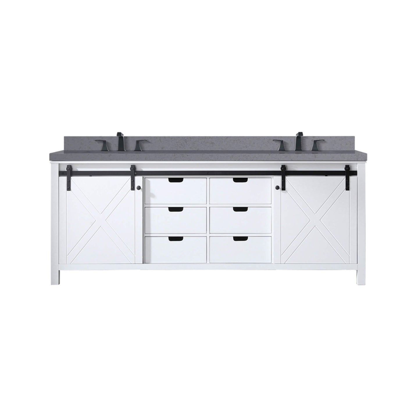 Nuvia White Bathroom Vanity With Gray Quartz Top And Faucet Set (SAK40685)