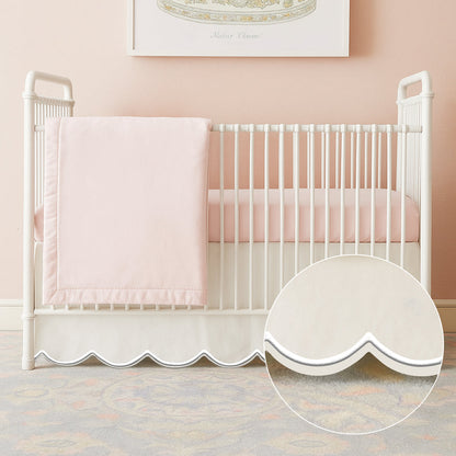 Scallop Embroidery Cotton Crib Skirt