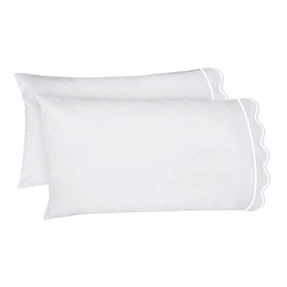400TC Cotton Scallop Embroidery & Border Sateen Solid Sheet Set