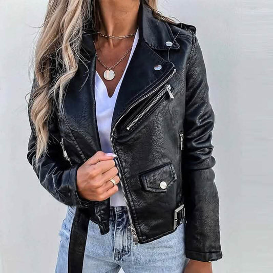 Women's Faux Modern Street Style Leather Jacket