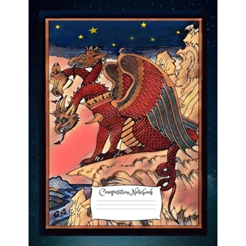 Dragon Composition Notebook: Standard size vintage fantasy art cover composition notebook / Journal 150 lined college ruled pages, serpent medieval - Paperback