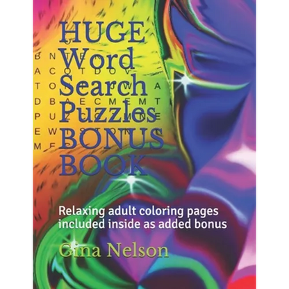 HUGE Word Search Puzzles BONUS BOOK: Relaxing adult coloring pages included inside as added bonus - Paperback
