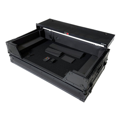 ProX XS-XDJAZWLTBLLED - ATA Flight Case For Pioneer XDJ-AZ DJ Controller with Laptop Shelf 1U Rack Space, Wheels, and LED - Black