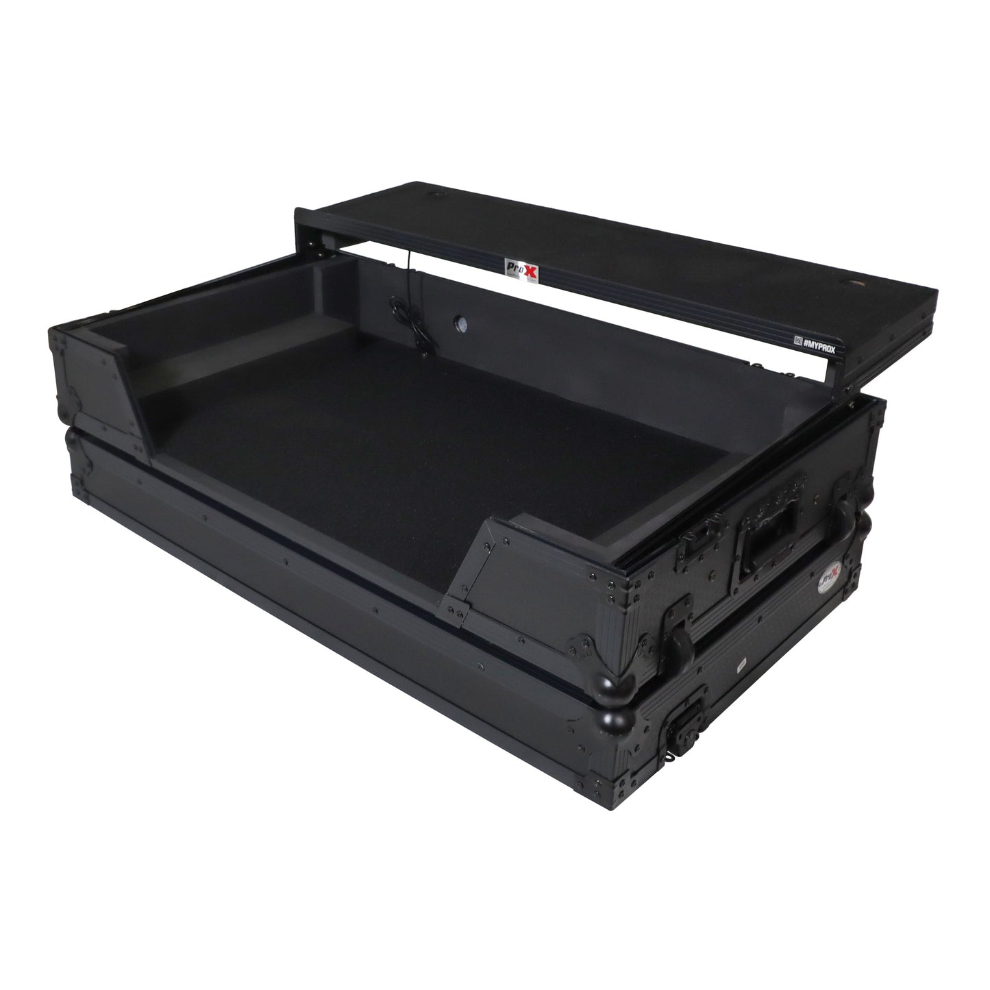 ProX XS-XDJAZWLTBLLED - ATA Flight Case For Pioneer XDJ-AZ DJ Controller with Laptop Shelf 1U Rack Space, Wheels, and LED - Black