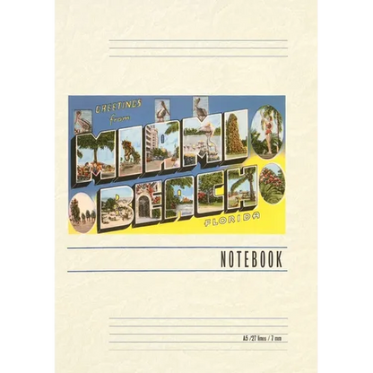 Vintage Lined Notebook Greetings from Miami Beach, Florida - Paperback