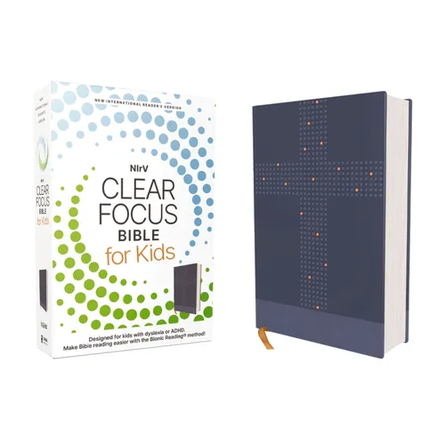 Nirv, Clear Focus Bible for Kids (Help Kids with ADHD or Dyslexia Read with Confidence), Leathersoft, Blue - Leather
