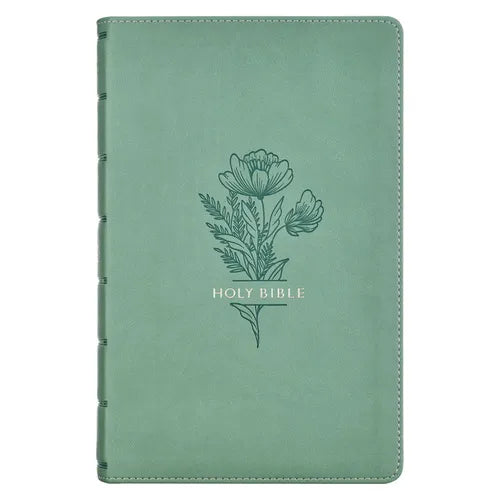 KJV Bible Giant Print Standard-Size Faux Leather, Teal - Paperback