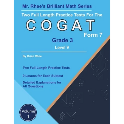 Two Full Length Practice Tests for the CogAT Grade 3 Level 9 Form 7: Volume 1: Workbook for the CogAT Grade 3 Level 9 Form 7 - Paperback