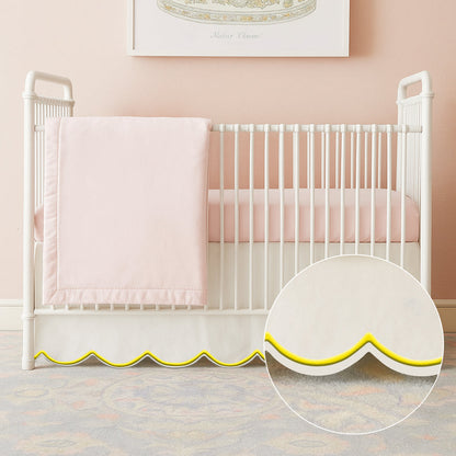 Scallop Embroidery Cotton Crib Skirt