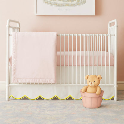 Scallop Embroidery Cotton Crib Skirt
