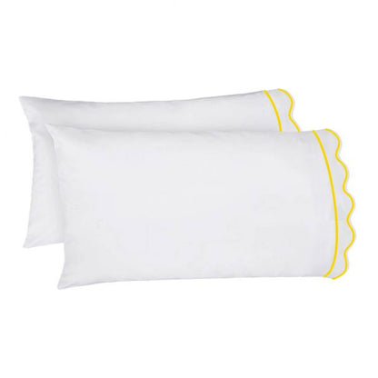 400TC Cotton Scallop Embroidery & Border Sateen Solid Sheet Set
