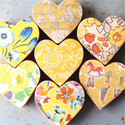 Fabric-Faced Wooden Hearts