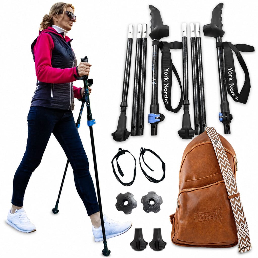 Motivator Swift Connect Travel Poles for Balance and Rehab - Patented Stability Grips - Lightweight, Adjustable and Collapsible includes Detachable Feet and Travel Bag
